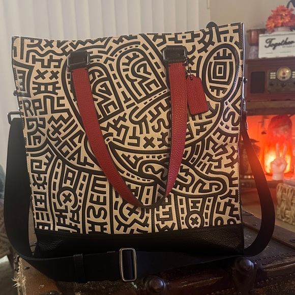 Coach Black, white, and Red Mickey Mouse cross body Leather Tag - Picture 1 of 16